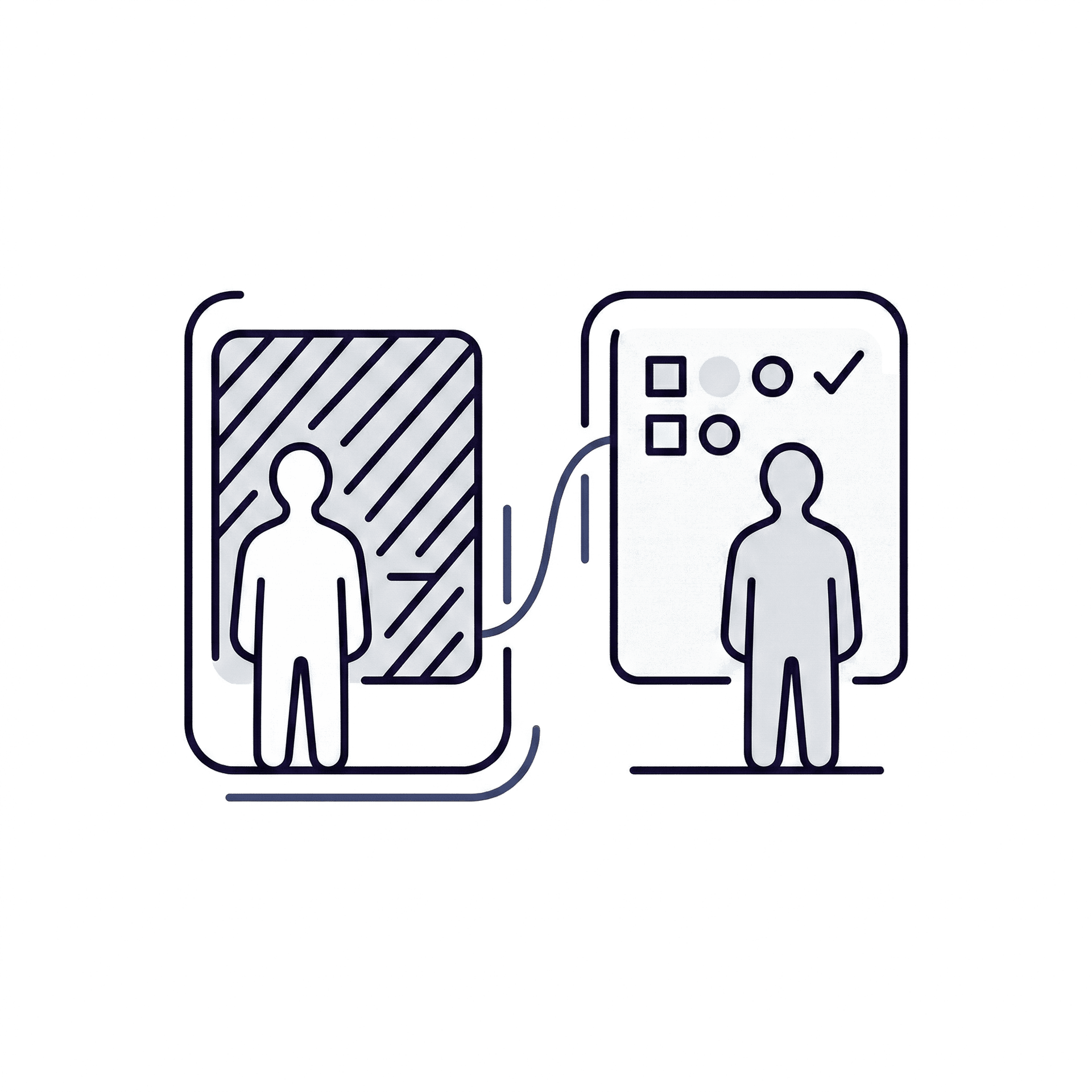 Ilustración minimalista de especialistas organizados por agenda