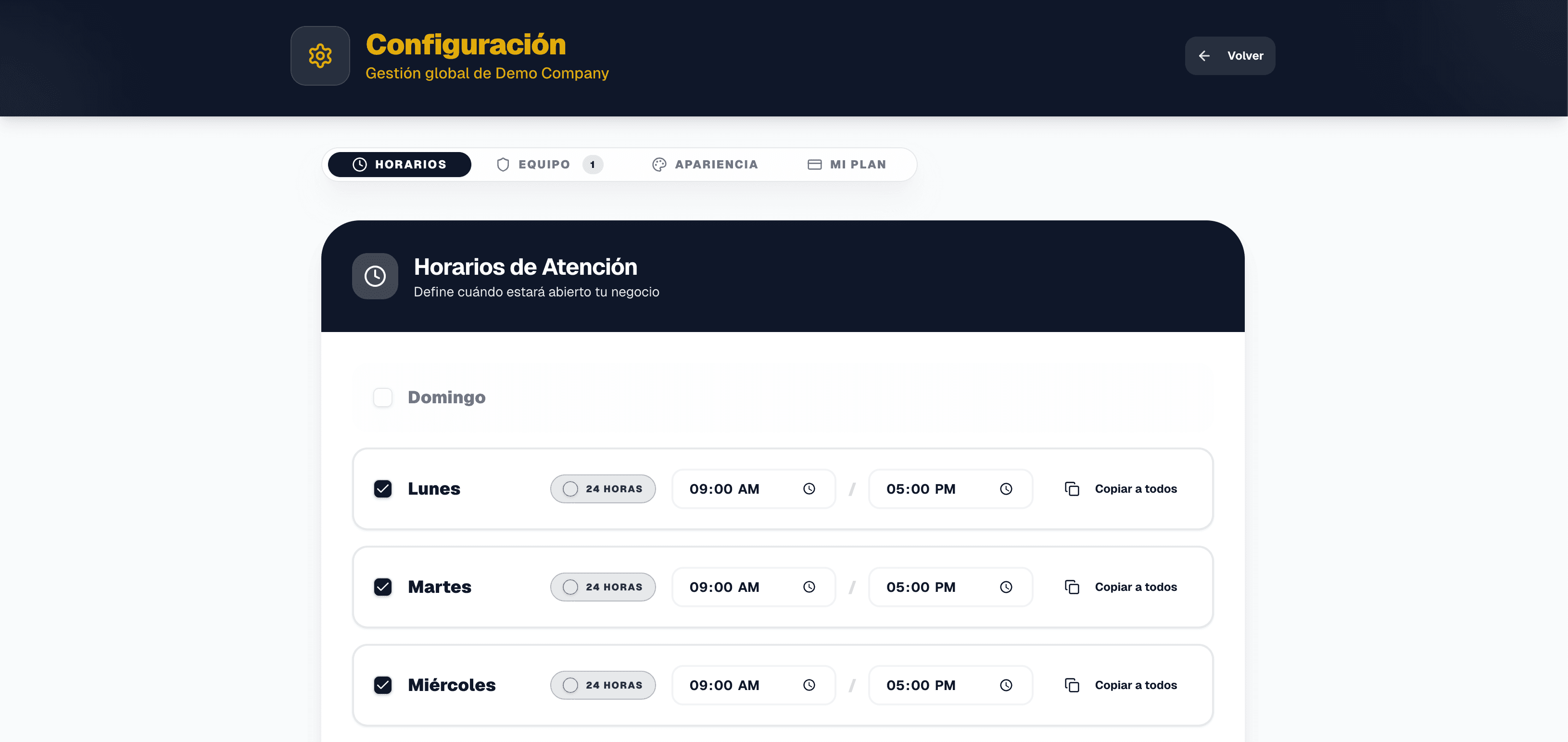 Horarios de Atención