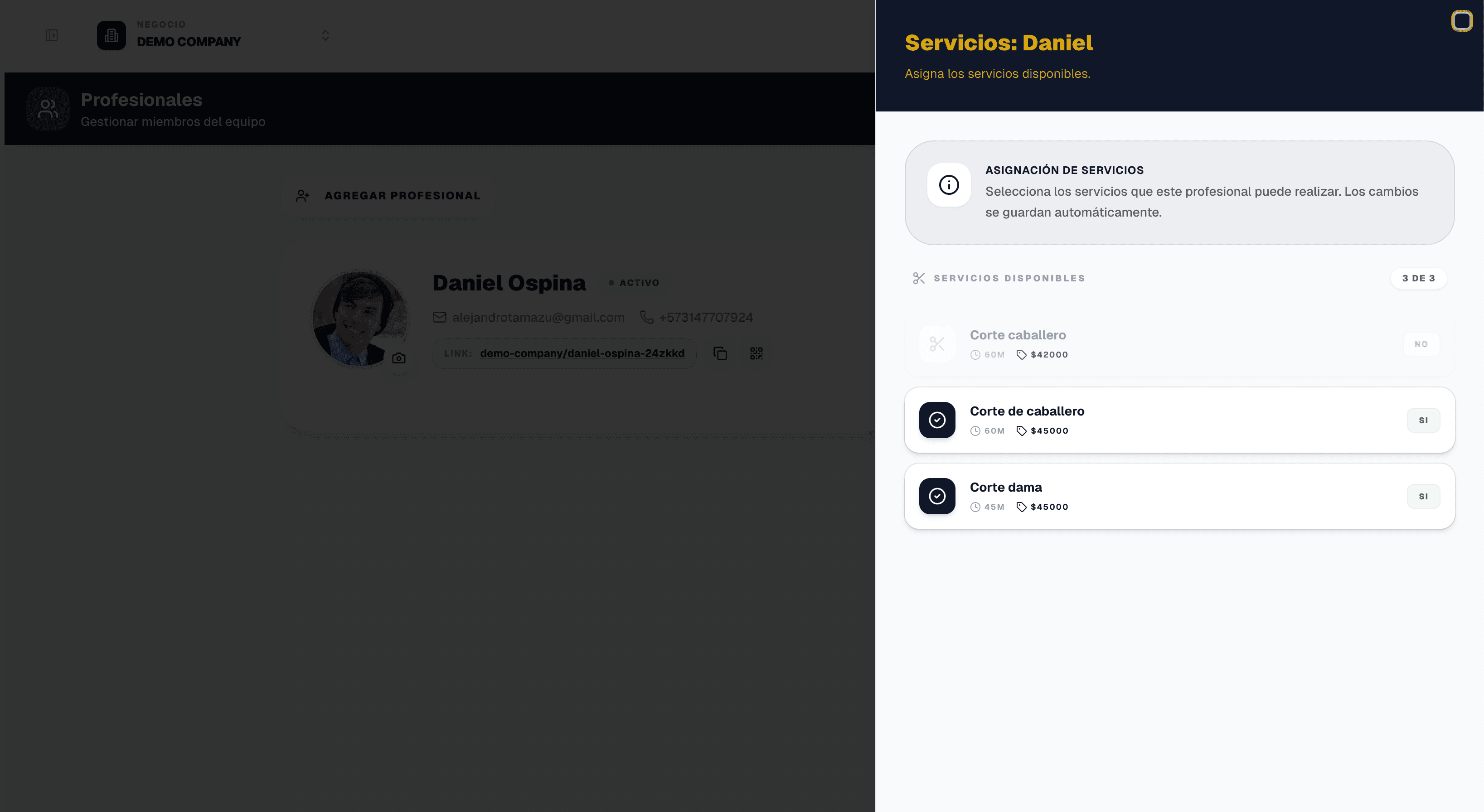 Asignación de Servicios